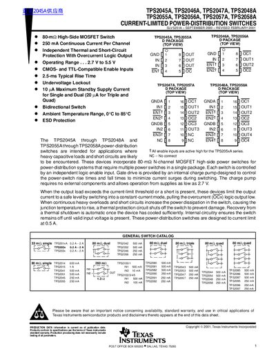 TEXAS INSTRUMENTS TPS2045A TPS2046A TPS2047A TPS2048A handbook  - cover page