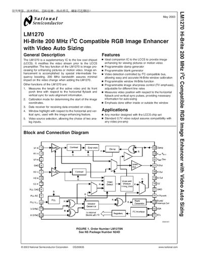 National Semiconductor LM1270 Datasheet