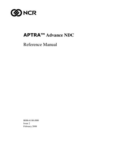 NCR APTRA Advance NDC Reference Manual