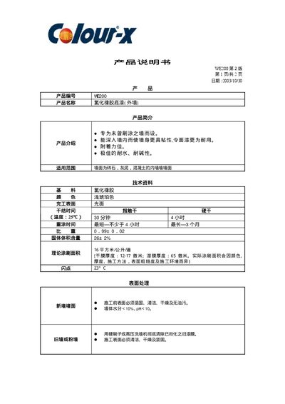 WE WE200 Chlorinated Rubber Primer Manual - cover page