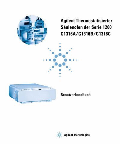 Agilent Thermostatisierter S&auml;ulenofen der Serie 1200 G1316A/G1316B/G1316C Benutzerhandbuch Manual - cover page