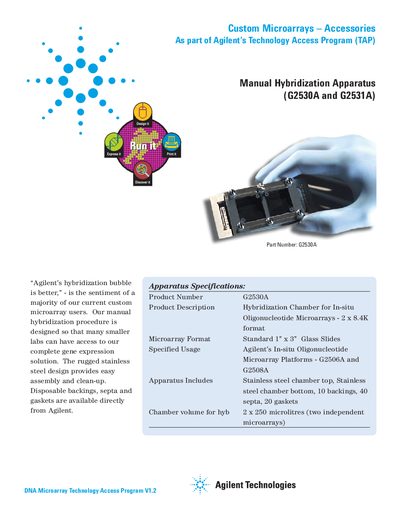 Agilent G2530A/G2531A Manual Hybridization Apparatus Product Leaflet - cover page