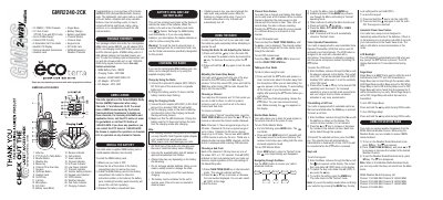Uniden GMR2240-2CK GMRS Radio Reference Guide - cover page