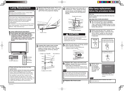 Panasonic TYLA1000 Lamp Replacement Instructions - cover page
