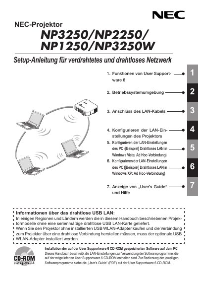 NEC NP3250/NP2250/NP1250/NP3250W User Manual - cover page