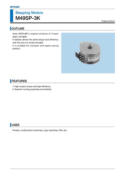 Mitsumi M49SP-3K Stepping Motor Datasheet - cover page