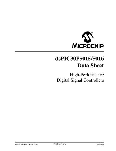 Microchip dsPIC30F5015/5016 Datasheet - cover page