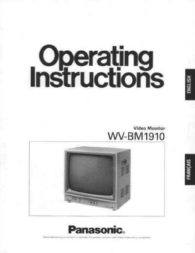 Panasonic WV-BM1910 Video Monitor Operating Instructions - cover page
