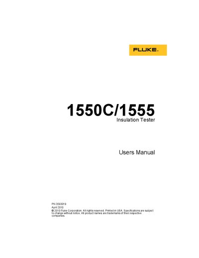 Fluke 1550C/1555 Insulation Tester User Manual
