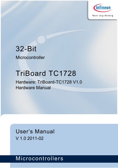 Infineon TC1728 TriBoard Hardware User's Manual - cover page