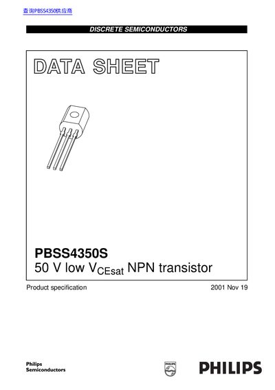 Philips PBSS4350S 50 V low VCEsat NPN transistor Datasheet