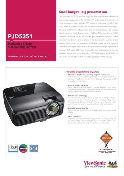 ViewSonic PJD5351 Projector User Manual - cover page