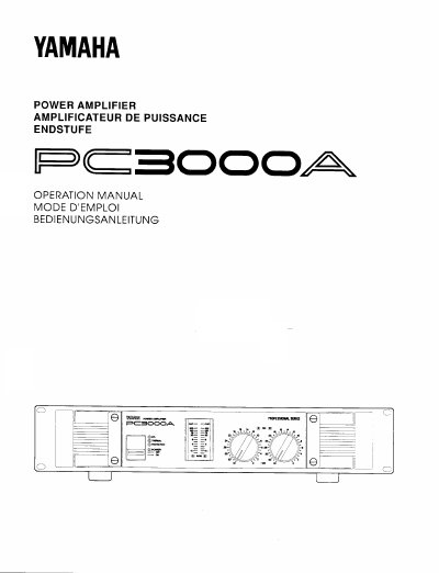 Yamaha PC3000A Power Amplifier Operation Manual - cover page