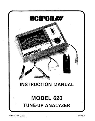 Actron Model 620 Tune-Up Analyzer Instruction Manual