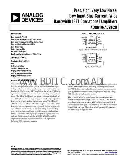 Analog Devices AD8610/AD8620 Handbook - cover page