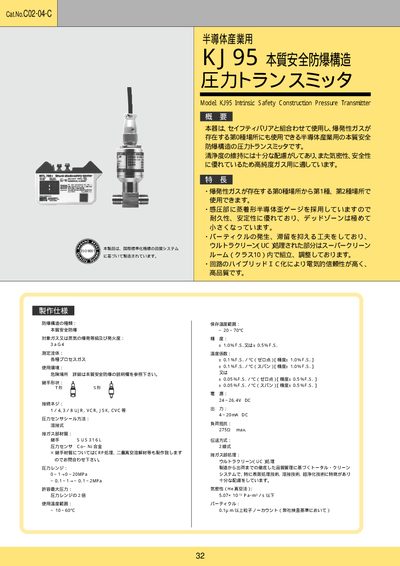 Model KJ95 Pressure Transmitter Intrinsic Safety Manual - cover page