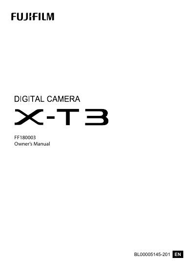 Fujifilm X-T3 Digital Camera Owner's Manual - cover page