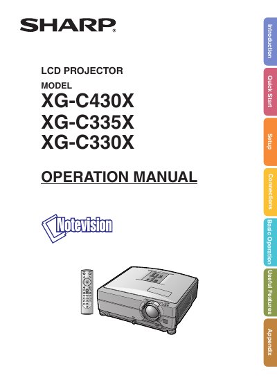 Sharp XG-C330X/XG-C335X/XG-C430X LCD Projector Operation Manual - cover page