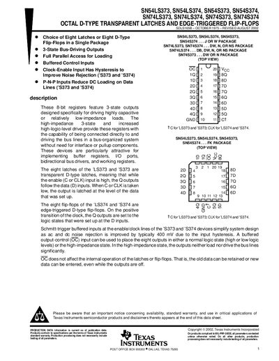 TEXAS INSTRUMENTS SN54LS373 SN54LS374 SN54S373 SN54S374 SN74LS373 SN74LS374 SN74S373 SN74S374 handbook - cover page
