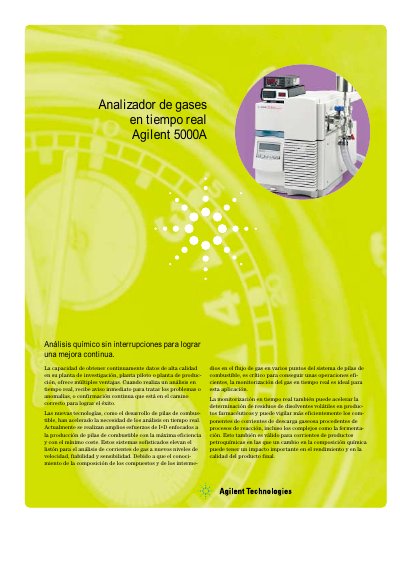 Agilent 5000A Real-Time Gas Analyzer Product Leaflet