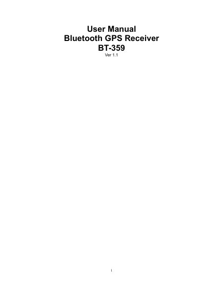 Globalsat BT-359 Bluetooth GPS Receiver User Manual - cover page