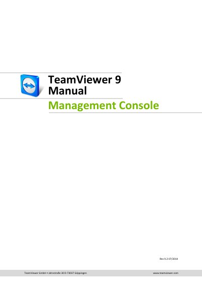 TeamViewer 9 Management Console User Manual - cover page
