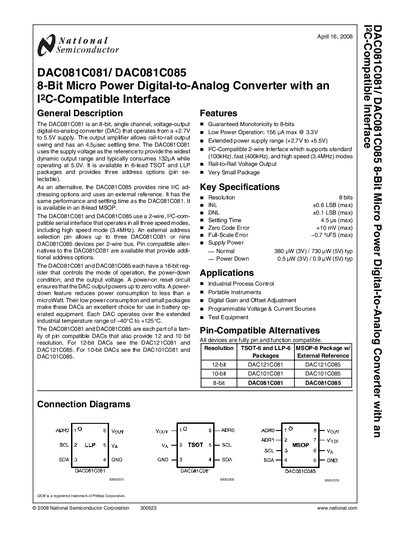National Semiconductor DAC081C081/DAC081C085 Datasheet - cover page