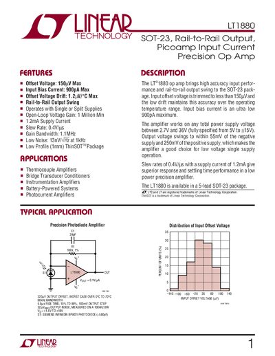 Linear Technology LT1880 Datasheet - cover page