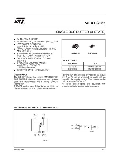 STMicroelectronics 74LX1G125 Datasheet - cover page