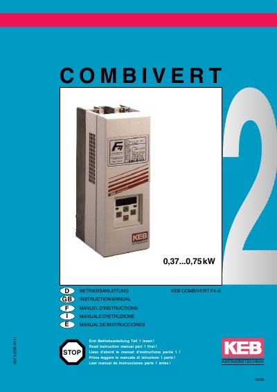KEB COMBIVERT F4-S Inverter User Manual - cover page