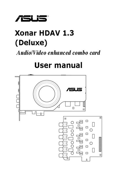 ASUS Xonar HDAV 1.3 User Manual - cover page