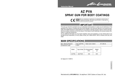 Anest Iwata AZ PVA Spray Gun User Manual - cover page