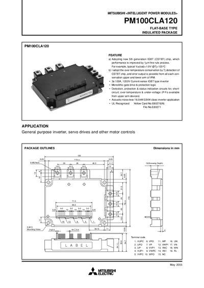 Mitsubishi Electric PM100CLA120 Intelligent Power Module User Manual