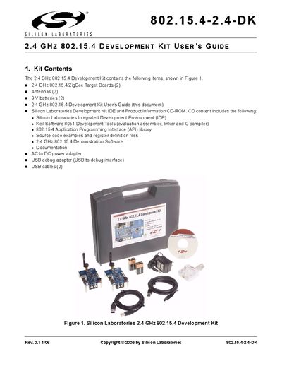 Silicon Laboratories 802.15.4-2.4-DK Development Kit User Manual - cover page