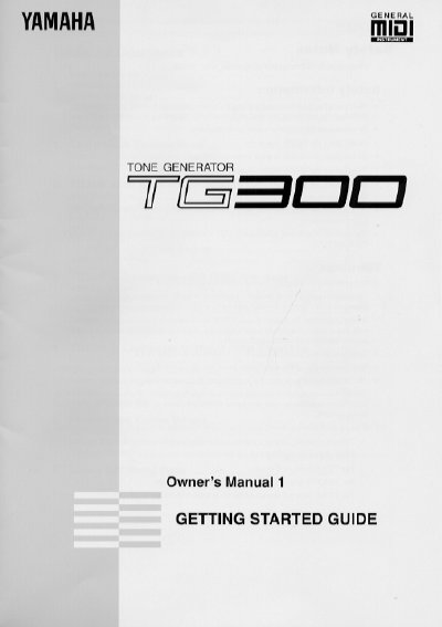 Yamaha TG300 Tone Generator Owner's Manual - cover page