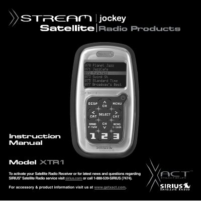 Xact XTR1 Satellite Radio Receiver User Manual - cover page
