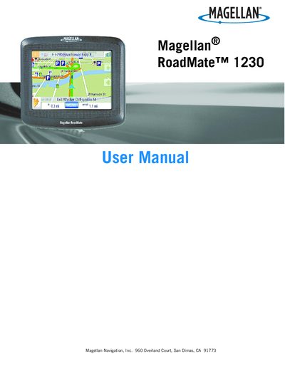 Magellan RoadMate 1230 User Manual - cover page