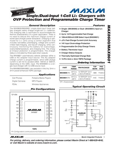 Maxim MAX8600/MAX8601 Datasheet - cover page