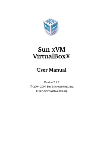 Sun Microsystems VirtualBox User Manual - cover page