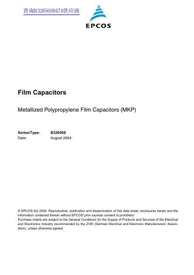 EPCOS B32656S Film Capacitor Datasheet