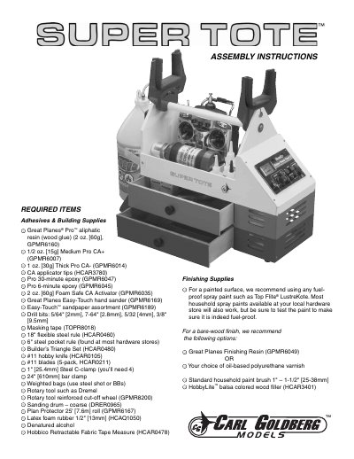 Great Planes Super Tote Field Box Assembly Instructions - cover page