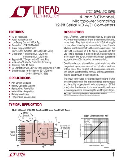 Linear Technology LTC1594/LTC1598 Datasheet - cover page