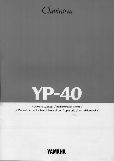 Yamaha Clavinova YP-40 Owner's Manual - cover page