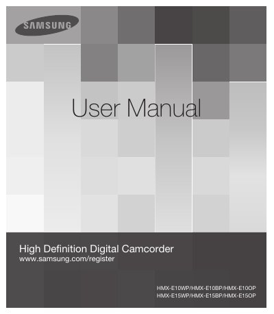 samsung HMX-E10WP/HMX-E10BP/HMX-E10OP HMX-E15WP/HMX-E15BP/HMX-E15OP user manual - cover page