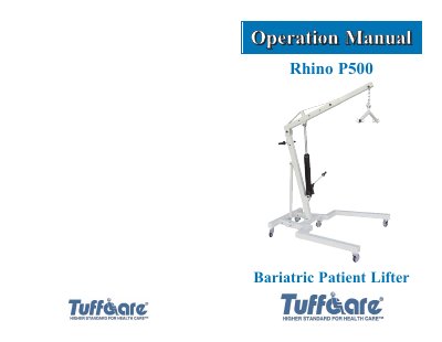 Tuffcare Rhino P500 Bariatric Patient Lifter User Manual - cover page