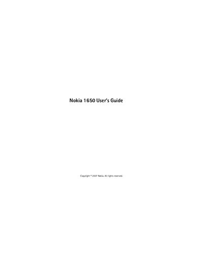 Nokia 1650 User Manual - cover page
