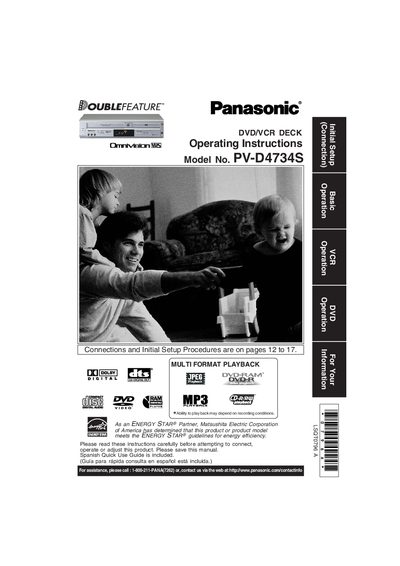 Panasonic PV-D4734S DVD/IVCR Deck User Manual - cover page