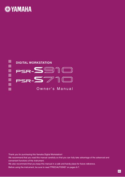 Yamaha PSR-S910/S710 User Manual - cover page