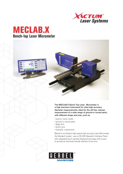 Aeroel MECLAB.X Bench Top Laser Micrometer Product Leaflet - cover page