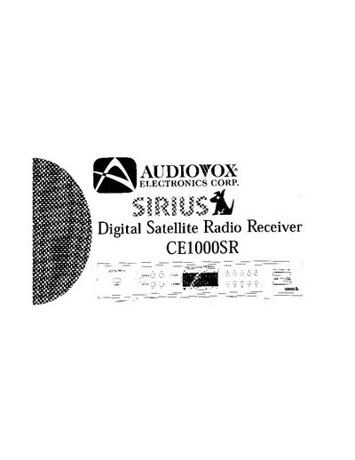 Audiovox CE1000SR Digital Satellite Radio Receiver User Manual - cover page